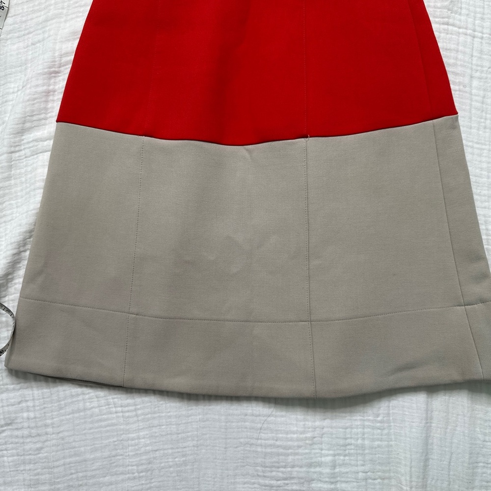 Chic Red and Tan Mini Dress - Picture 2 of 13